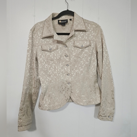 Christine Alexander Jacquered Printes Jacket - Picture 1 of 8